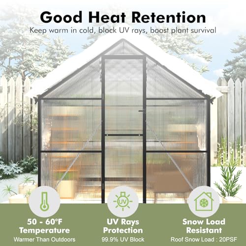 8X10FT Greenhouse with Thermometers