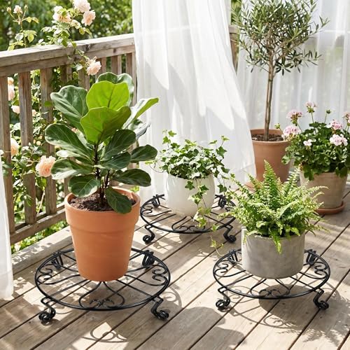 2 Pack 8" Metal Plant Stand Heavy Duty Plants Holder Outdoor Indoor