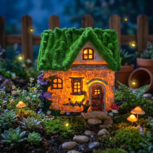 Solar Powered LED Fairy Garden Cottage (Fairy Garden Cottage)