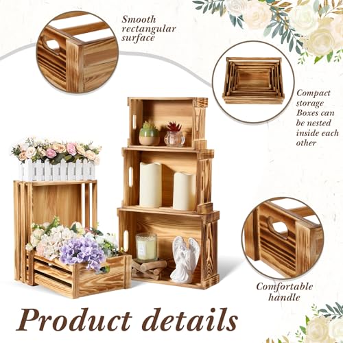 5 Pack Wooden Crates for Display Nesting Crates (Natural)