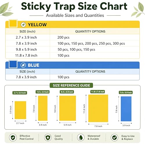100 Pcs Yellow Sticky Traps for Gnats (11.8 x 7.8 Inch / Yellow)