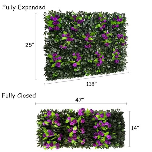 Expandable Fence Privacy Screen for Balcony Patio Outdoor (Branches -Purple Rose)