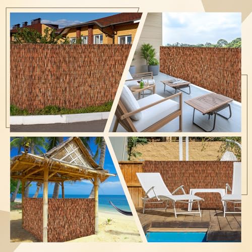 Brown 5FT X16.4FT Reed Fencing Roll Bamboo Privacy Fence Screen (5 X 16.4FT / Brown)