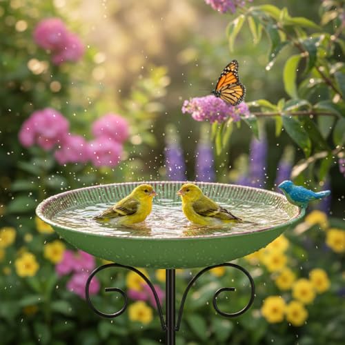 Metal Bird Bath for Outdoor (Green-1)