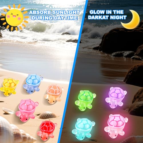 120PCS Luminous Mini Resin Turtles 9 Colors Glow in The Dark Tiny Sea Turtle Figures to Hide Small Plastic Ocean Animal for Micro Landscape Fairy Garden DIY Miniature Dollhouse Home Decor Party Favers (120pcs-turtles)