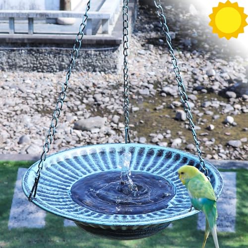 12" Hanging Solar Bird Bath (B-blue and Black)