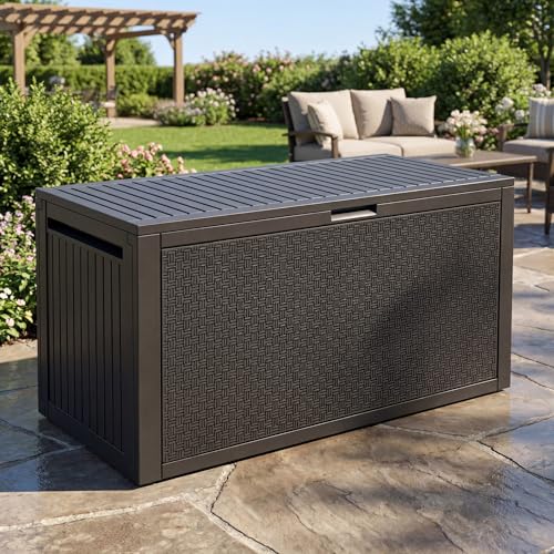 95 Gallon Outdoor Storage Deck Box (Black / 90 Gallon)