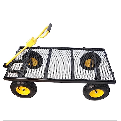 Garden cart The Load can Reach 1100 pounds (Big Black+yellow)