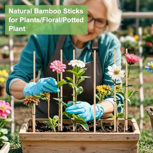 46 PCS Bamboo Plant Stakes 14 Inch (14 Inch)