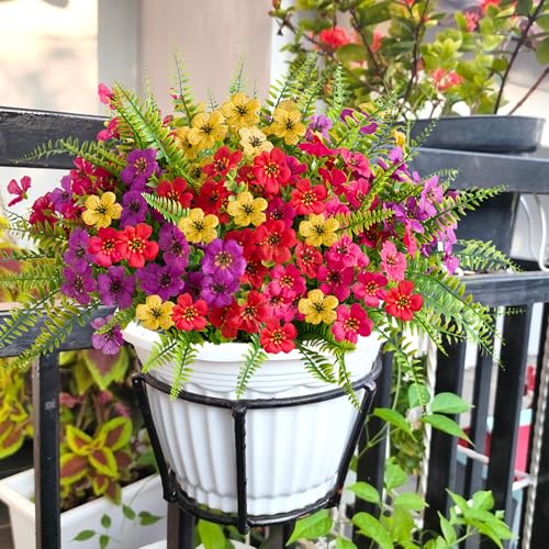 Artificial Faux Outdoor Flowers Plants for Summer Outside Decoration (Mixed Flower+grass)