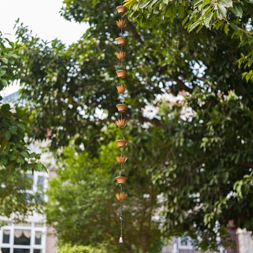Lotus Rain Chains for Outside (Brass Lotus)