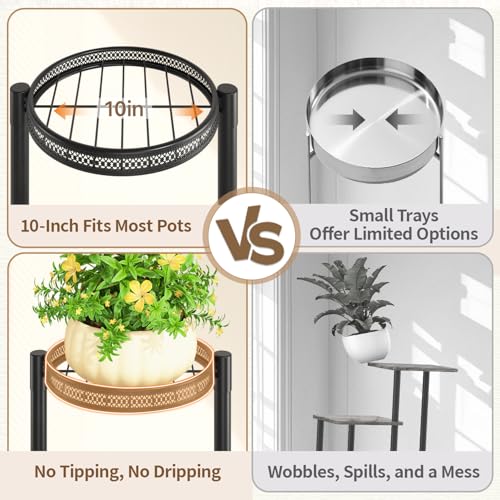 Plant Stand Indoor Outdoor Tall with 10 Inch Larger Tray