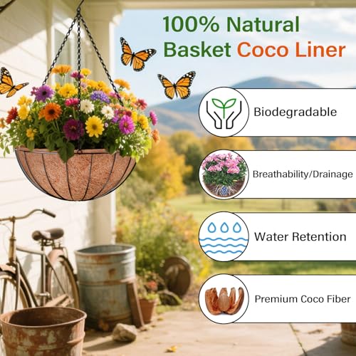 6 Pack 10 Inch Coconut Liners for Hanging Baskets Replacement (10inch)