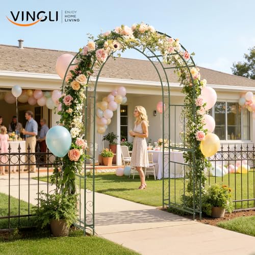 Garden Arbor Double Layer Arch Archway for Wedding Ceremony Party (Olive Green / 7 FT)