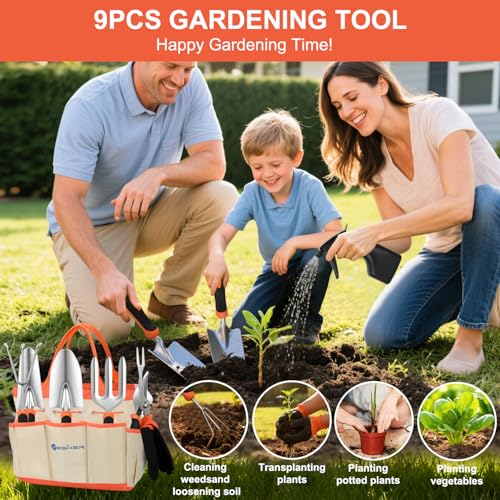 Gardening Tools 9 (9PCS Black Orange)