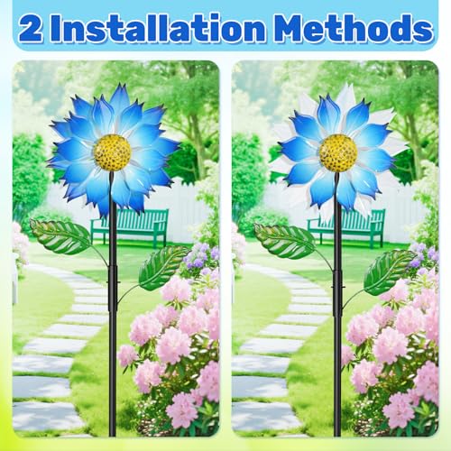 Blue Flower Metal Wind Spinner (Blue Flower)
