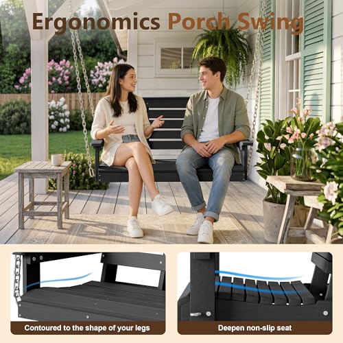 4 FT 2 Seat Porch Swing (Black / 2 Seat)