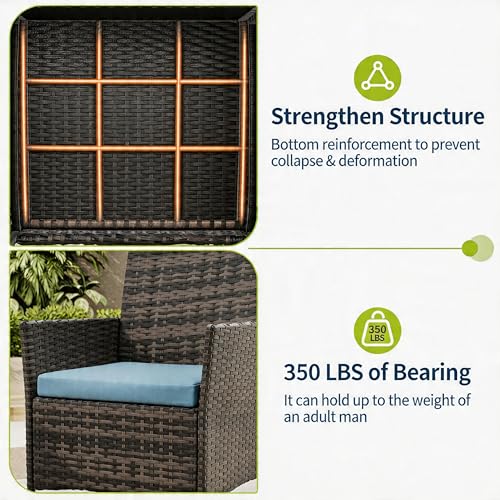 3 Piece Patio Furniture Set (Blue / 3 Pieces)