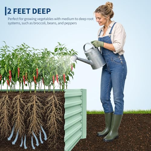 2PCS 6x3x2ft Galvanized Raised Garden Bed (Green-rect. / 6x3x2ft 2pcs)
