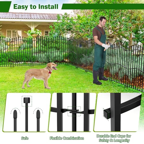 No Dig Garden Fence 40" H x 22.5'L with Gate Decorative Yard Dog Panels (40 in(H) X 22.5 ft(L))