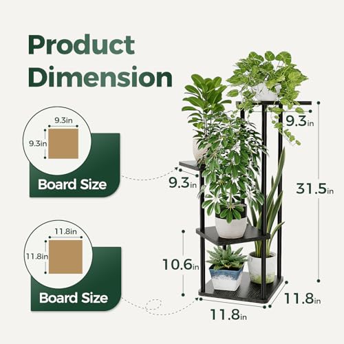Small Plant Stand Indoor Corner Metal Plant Shelf (Dark Brown / 4 Tier)