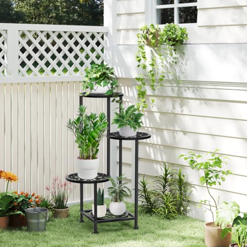 4 Tier Plant Stand Indoor Outdoor (Flower Black / 4 Tier)