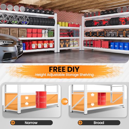 60” Wide Heavy Duty Metal Garage Shelving (White / 60"Wx24"Dx70" H)