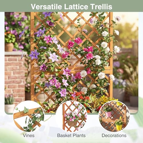2 Pieces Wooden Raised Garden Bed with Trellis (2 Count)