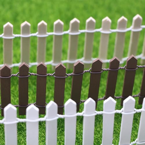 35 Inches Mini Fairy Garden Fence DIY Small Wood Decorative Picket Fence Micro Landscape Miniature Ornaments for Dollhouse