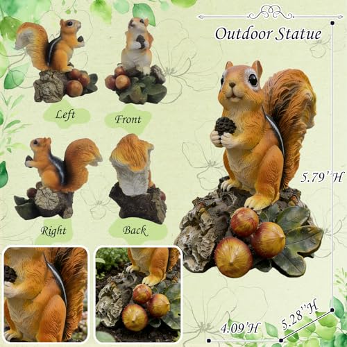 Squirrel Garden Statue Resin Outdoor Sculpture for Yard Patio Lawn Decor (Squirrel)