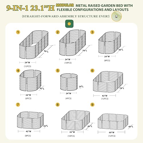 8x2x2ft Galvanized Raised Garden Bed (Ivory White / 8x2x2FT)