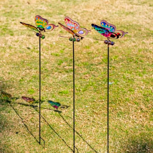 3 Pack Butterfly Decorative Garden Stakes (Butterfly-b)