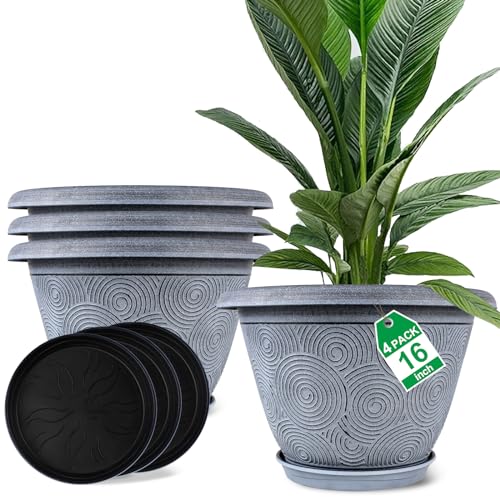 16 Inch Large Planter Pot for Plants Indoor Outdoor (4 Count)