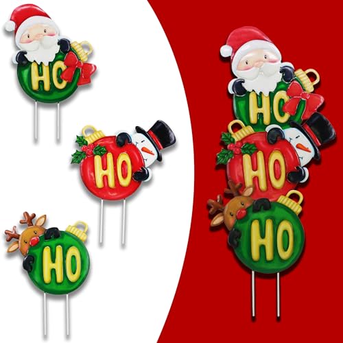 3 Pack Metal Christmas Yard Signs Decor for Multiple Stacked (Christmas Decoration Ball)