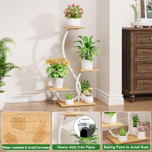 Plant Stand with Grow Lights 4 Tier Metal Plant Shelf 32" White
