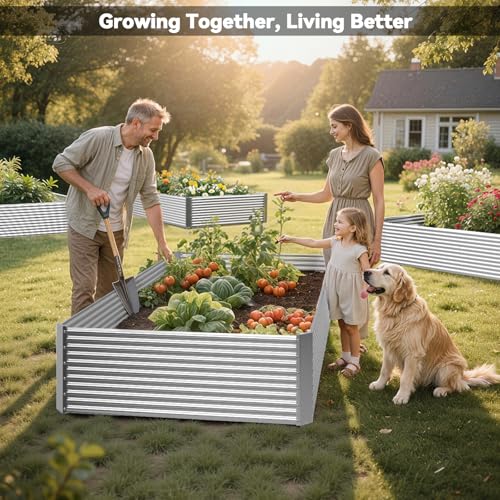 2 Pack Tall 8FT Raised Beds for Gardening (8x3FTx16Inch)