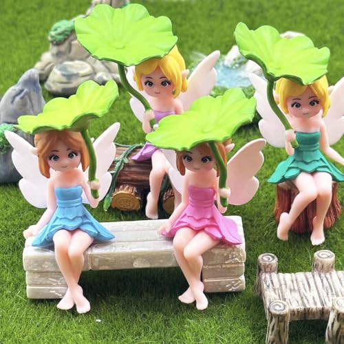 4Pcs Miniature Fairy Figurines (Lotus Leaf)
