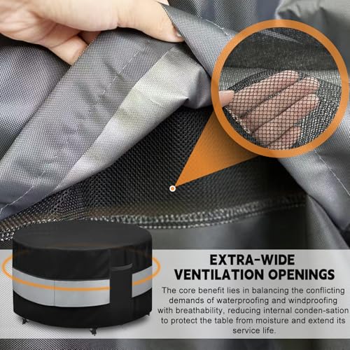 Round Patio Furniture Cover Black Grey Waterproof Up to 10000pa for 32 x 28 Inch Outdoor Round Table Covers (Black-Round / 32"x 28")