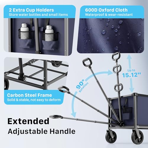 29.3" Collapsible Wagon Cart (Darkblue / 150L)