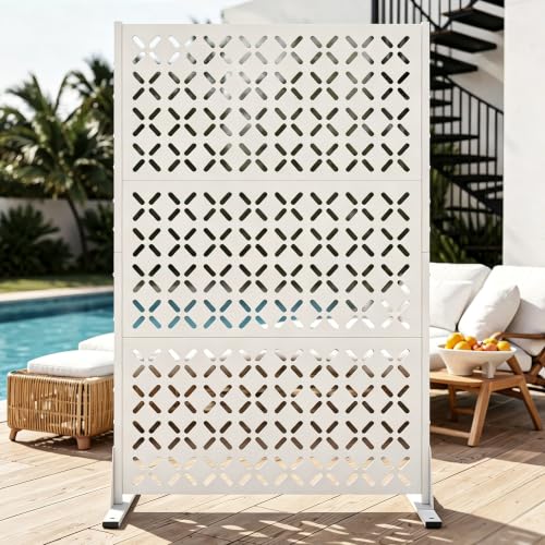 Metal Privacy Screen Outdoor (White X‑shaped)
