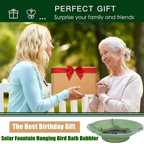30" H*12.4" W Solar Fountain Hanging Bird Bath (Multicolor-b)