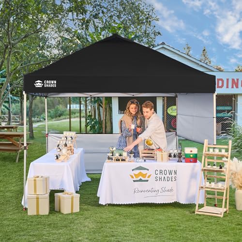 10x10 Pop up Canopy Tent with 2 Half Sidewalls (Black)