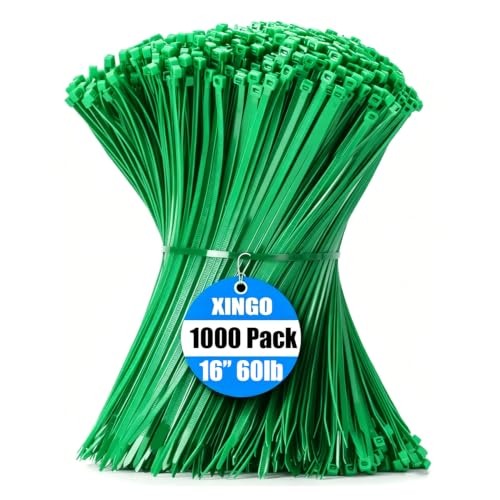 1000 PCS PCS Green Zip Ties 16 Inch (16 Inch(60 lbs, 1000 pcs) / Green)