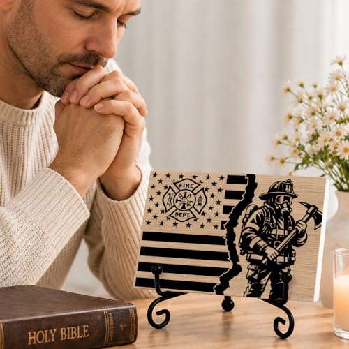 Firefighters Gift for Men Home Office Book Shelf Table Decor 5.5x7.9Inch 01 (Multicolor 1748 / Wooden sign with iron frame（5.5 x 7.9 inches）)