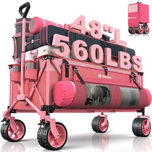 48'' Extra Large Collapsible Wagon with Big Wheels (Pink)