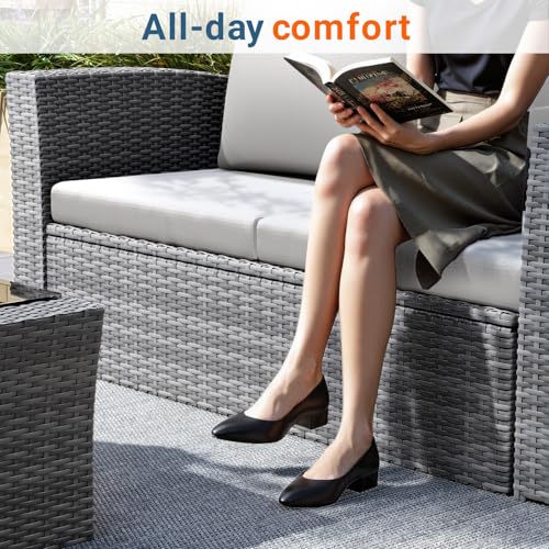 4 Piece Patio Furniture Set (Grey / 4)