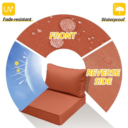 Outdoor Chair Cushions (Rust / 23.5"x25.5"x5" / 23.5"x13.5")
