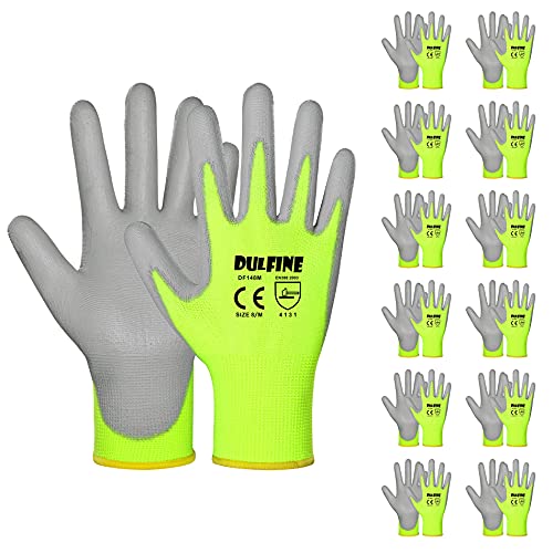 Safety Work Gloves for Men & Women 12 Pairs (Yellow / XX-Large)