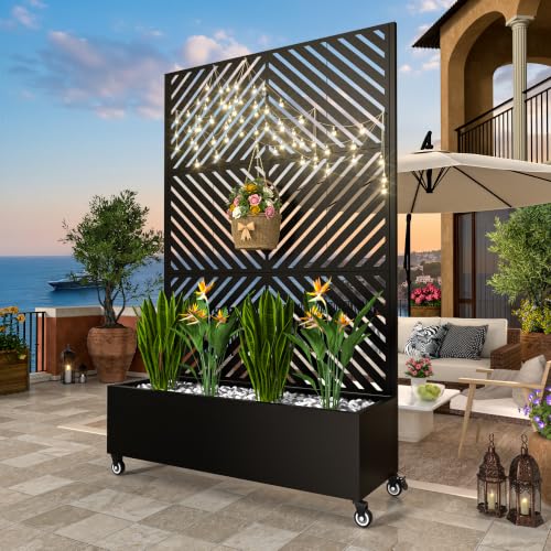 Metal Planter Box with Trellis (Black-arrow / 72"x47"x16")