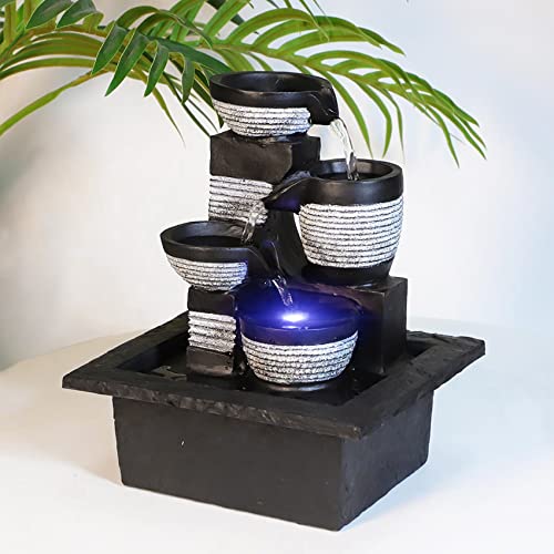 Tabletop Waterfall Fountain (White Clay Pot)